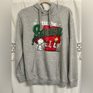 New Peanuts ‘Tis the Season Snoopy Woodstock Hoodie Pull Over Women’s M 7-9